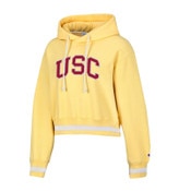 USC Trojans Women's Champion Yellow Vintage Wash Reverse Weave Cropped Hoodie